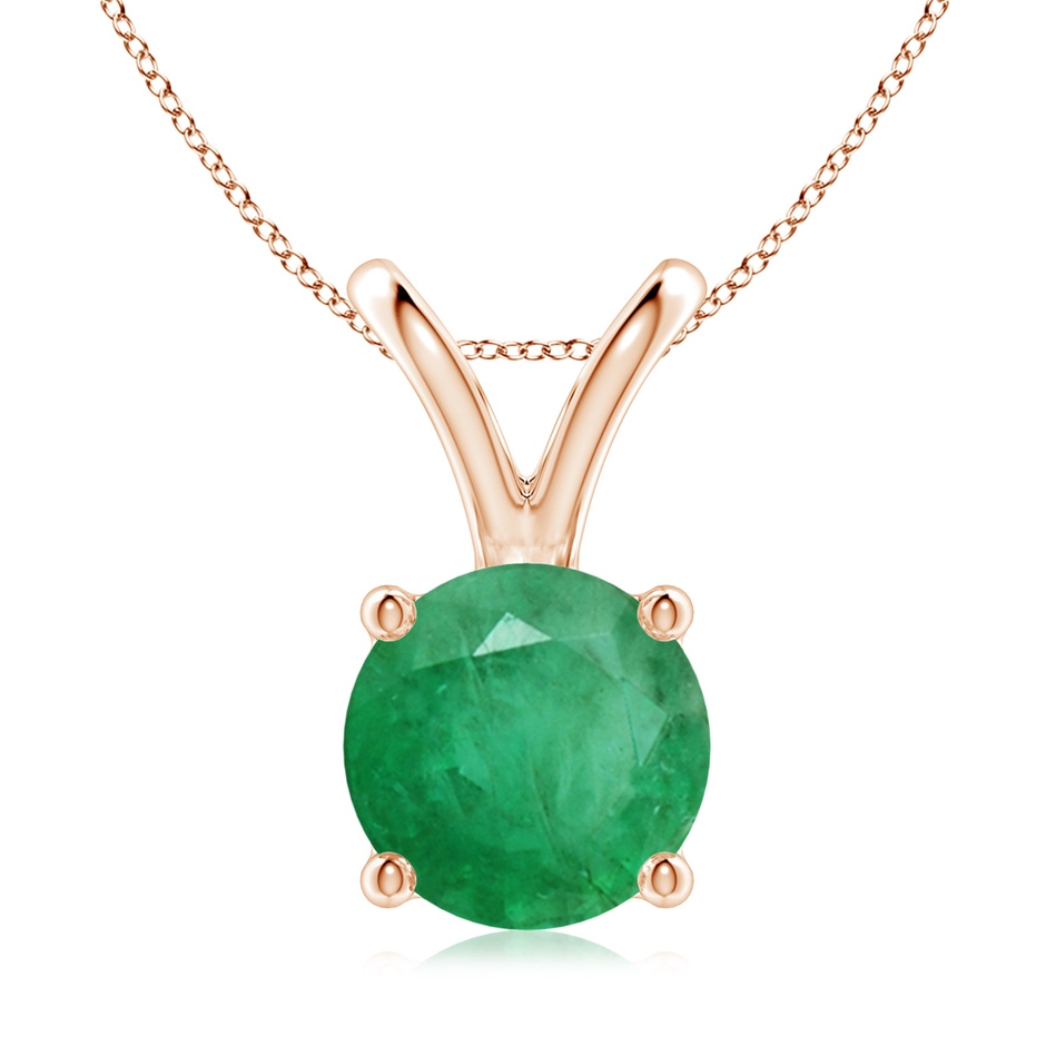 9mm A V-Bale Round Emerald Solitaire Pendant in Rose Gold 