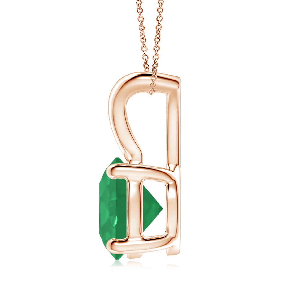 9mm A V-Bale Round Emerald Solitaire Pendant in Rose Gold side 199