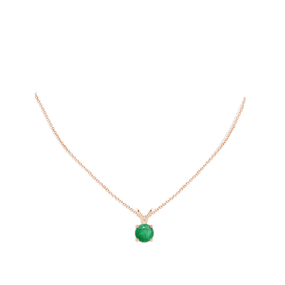 9mm A V-Bale Round Emerald Solitaire Pendant in Rose Gold pen