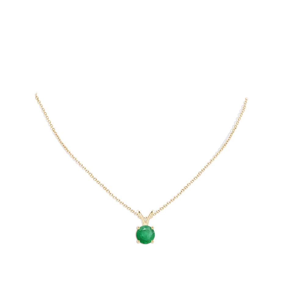 9mm A V-Bale Round Emerald Solitaire Pendant in Yellow Gold pen