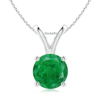 9mm AA V-Bale Round Emerald Solitaire Pendant in P950 Platinum