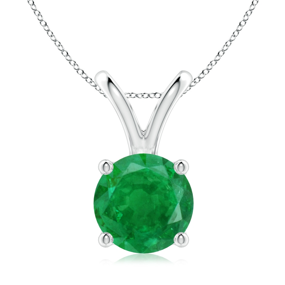 9mm AA V-Bale Round Emerald Solitaire Pendant in P950 Platinum 