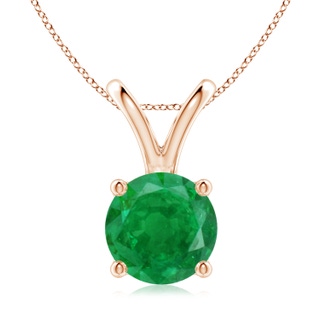 9mm AA V-Bale Round Emerald Solitaire Pendant in Rose Gold