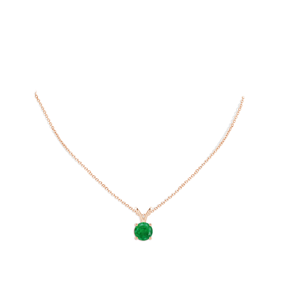 9mm AA V-Bale Round Emerald Solitaire Pendant in Rose Gold pen