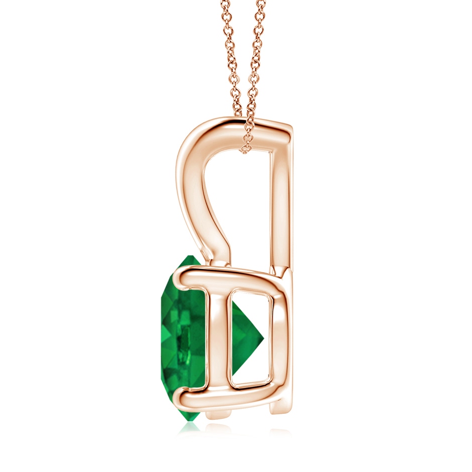 9mm AAA V-Bale Round Emerald Solitaire Pendant in Rose Gold side 199