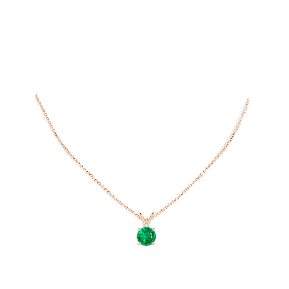 9mm AAA V-Bale Round Emerald Solitaire Pendant in Rose Gold pen