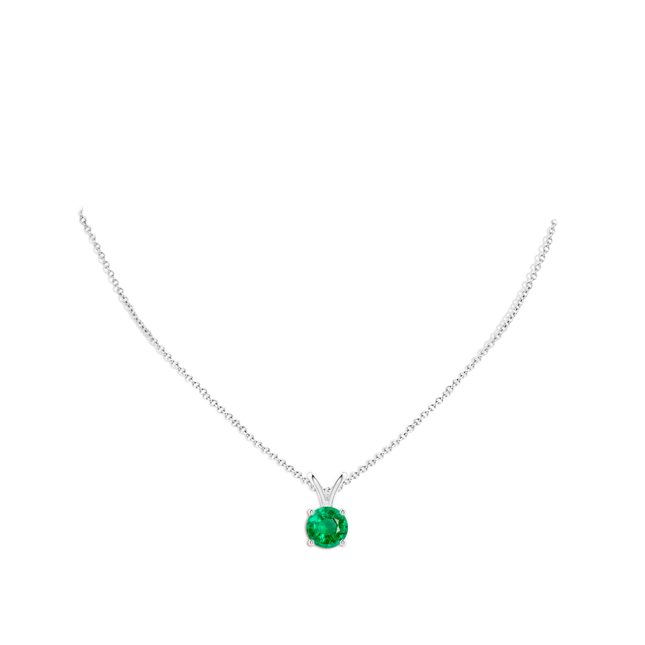 9mm AAA V-Bale Round Emerald Solitaire Pendant in White Gold pen