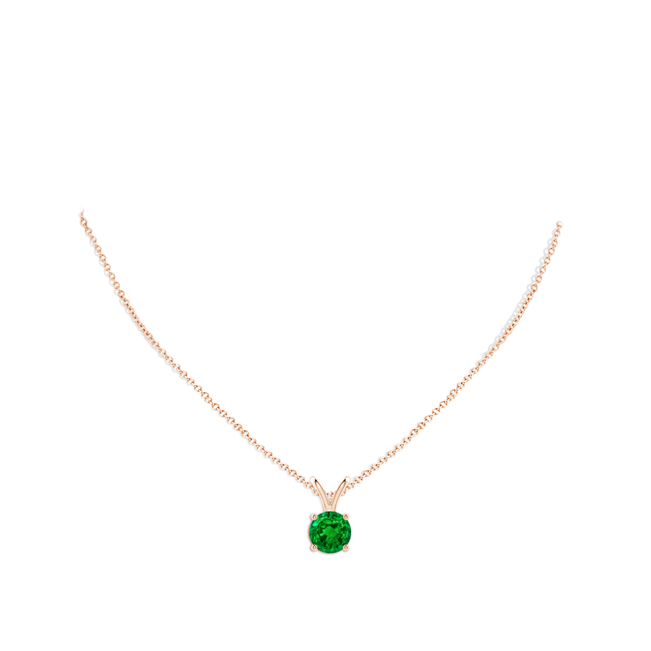 9mm AAAA V-Bale Round Emerald Solitaire Pendant in Rose Gold pen