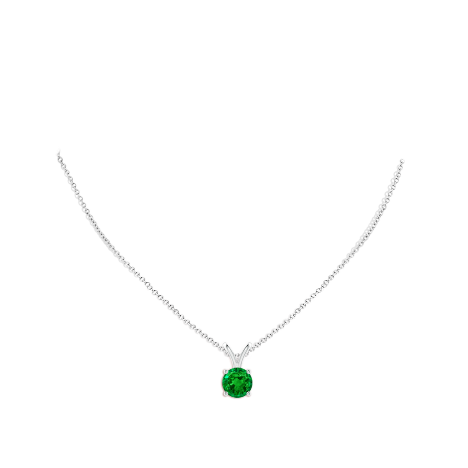 9mm AAAA V-Bale Round Emerald Solitaire Pendant in S999 Silver pen