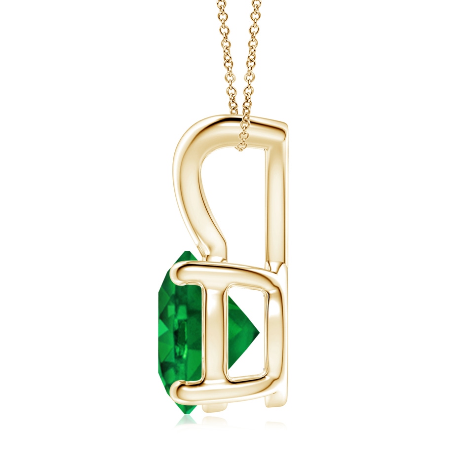 9mm AAAA V-Bale Round Emerald Solitaire Pendant in Yellow Gold side 199