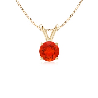 5mm AAAA V-Bale Round Fire Opal Solitaire Pendant in 9K Yellow Gold