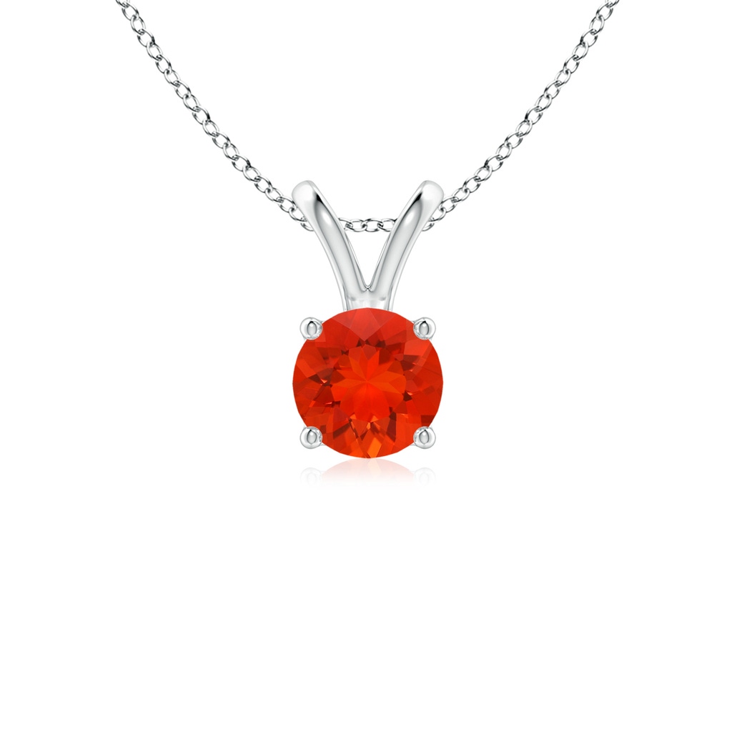 5mm AAAA V-Bale Round Fire Opal Solitaire Pendant in P950 Platinum