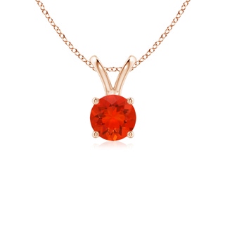 5mm AAAA V-Bale Round Fire Opal Solitaire Pendant in Rose Gold