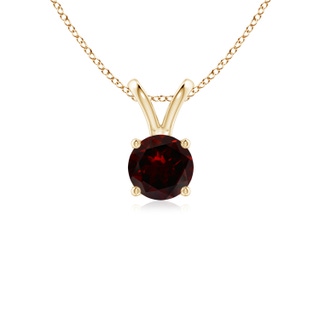 5mm A V-Bale Round Garnet Solitaire Pendant in 9K Yellow Gold