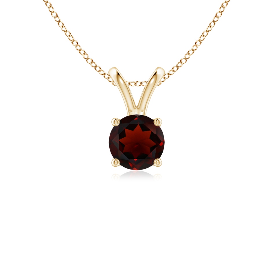 5mm AA V-Bale Round Garnet Solitaire Pendant in Yellow Gold 