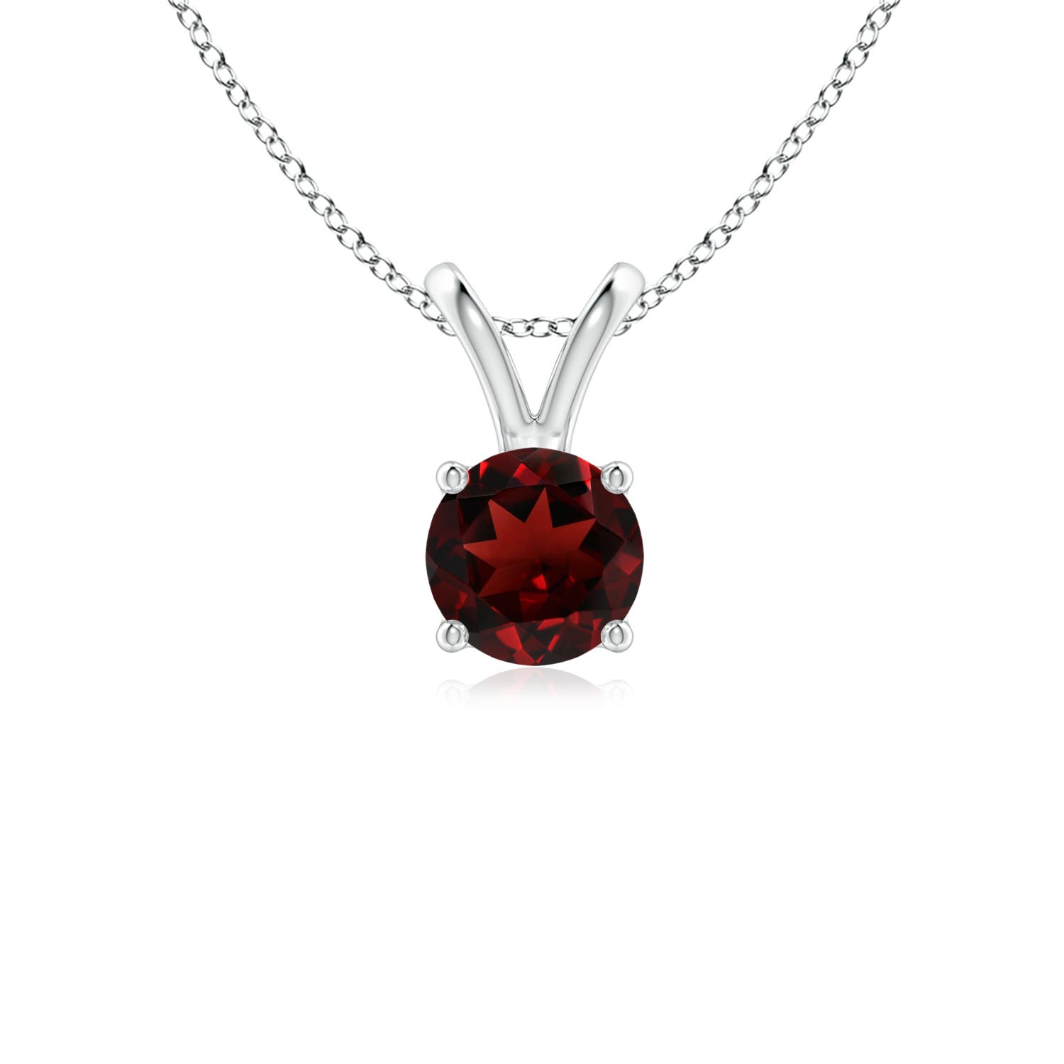 5mm AAA V-Bale Round Garnet Solitaire Pendant in P950 Platinum