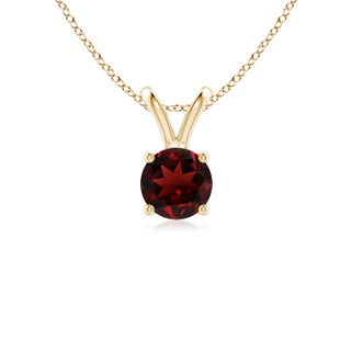 5mm AAA V-Bale Round Garnet Solitaire Pendant in Yellow Gold