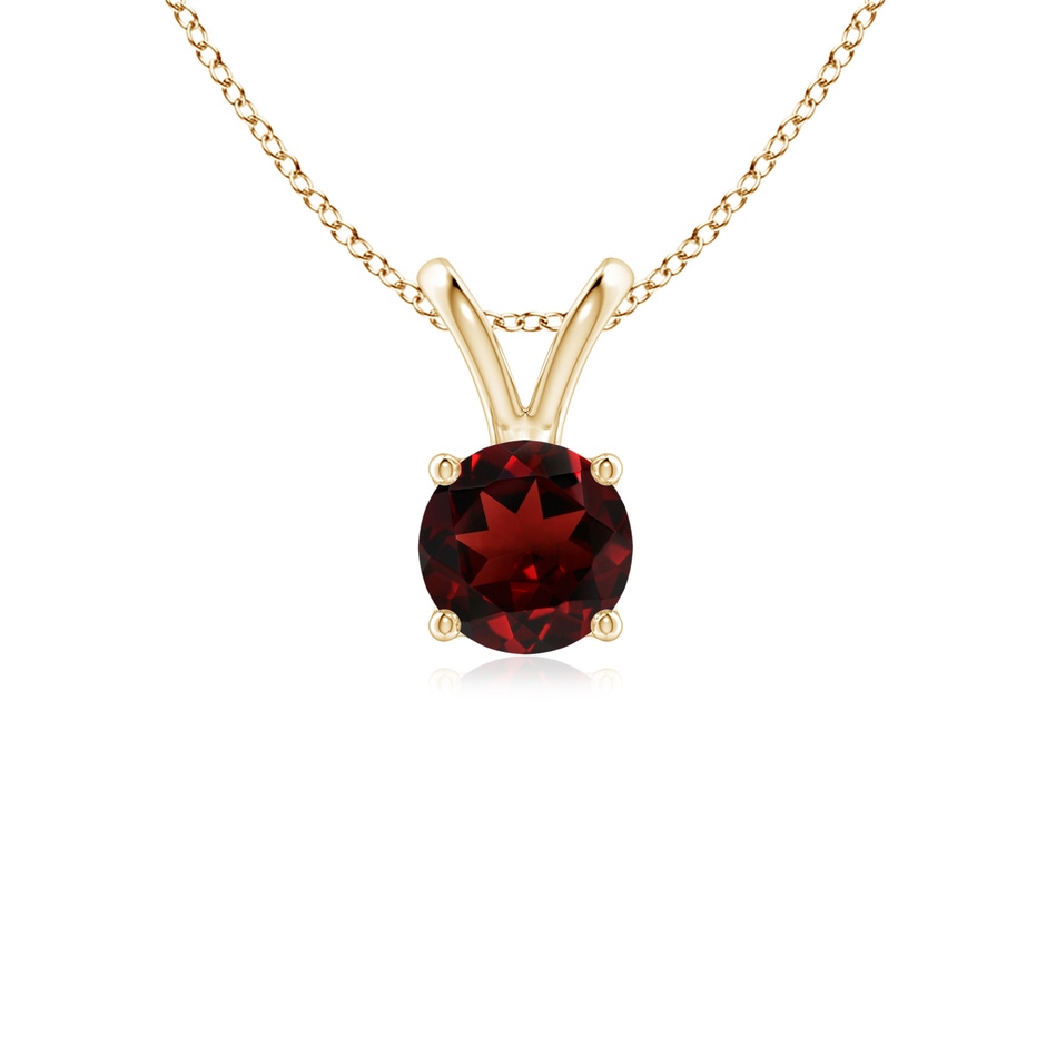 5mm AAA V-Bale Round Garnet Solitaire Pendant in Yellow Gold 