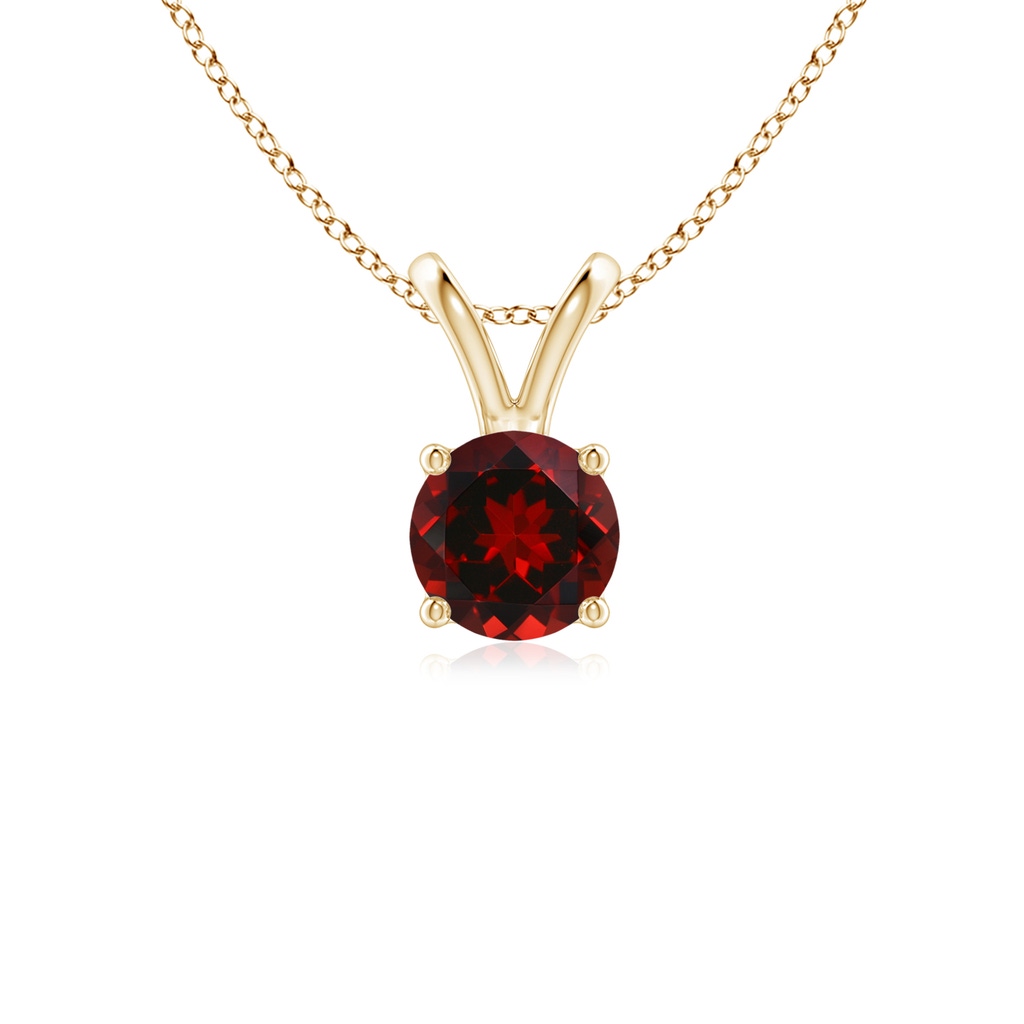 5mm AAAA V-Bale Round Garnet Solitaire Pendant in Yellow Gold