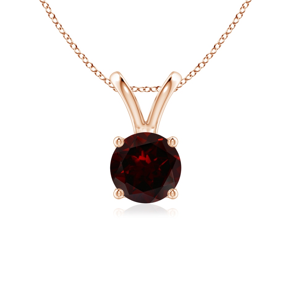 6mm A V-Bale Round Garnet Solitaire Pendant in Rose Gold 
