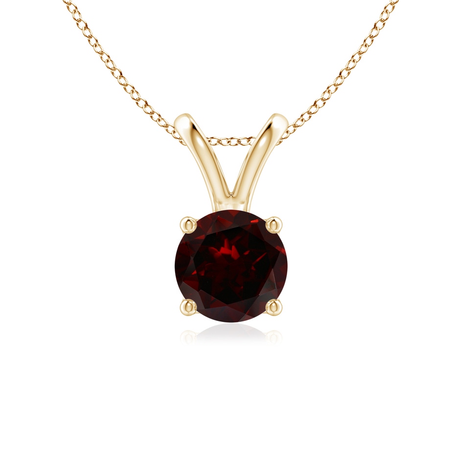 6mm A V-Bale Round Garnet Solitaire Pendant in Yellow Gold 