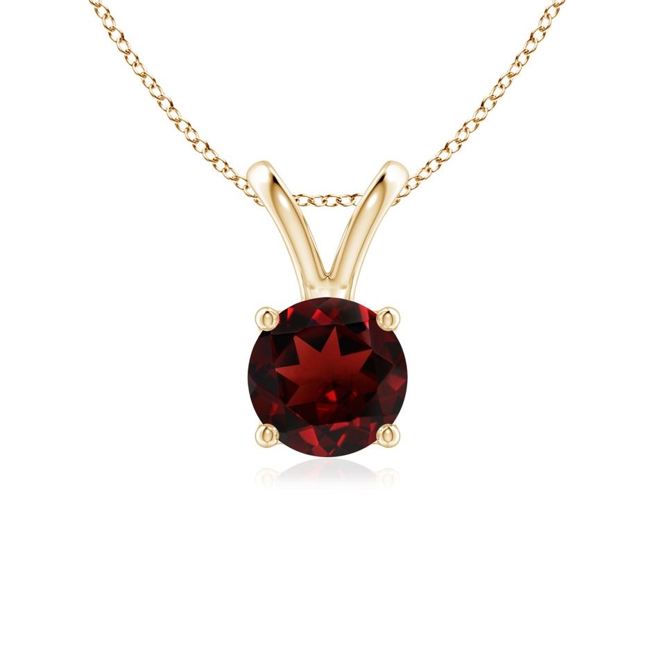 6mm AAA V-Bale Round Garnet Solitaire Pendant in Yellow Gold 