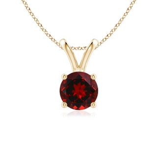 6mm AAAA V-Bale Round Garnet Solitaire Pendant in Yellow Gold