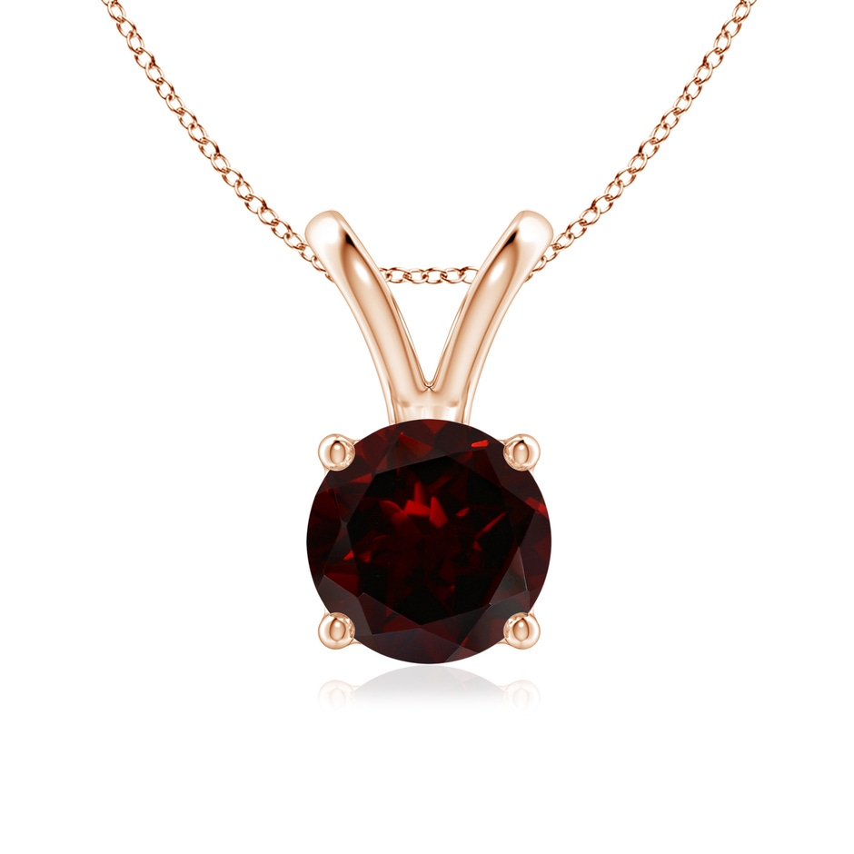 7mm A V-Bale Round Garnet Solitaire Pendant in Rose Gold 