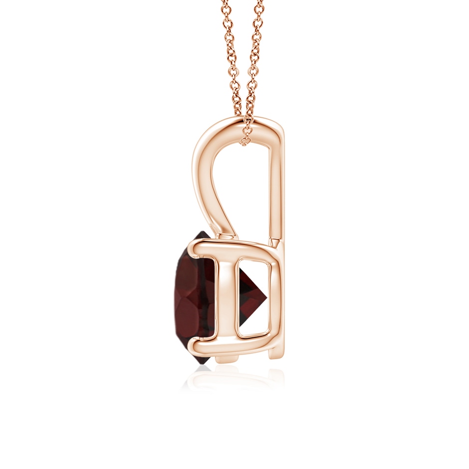 7mm A V-Bale Round Garnet Solitaire Pendant in Rose Gold side 199