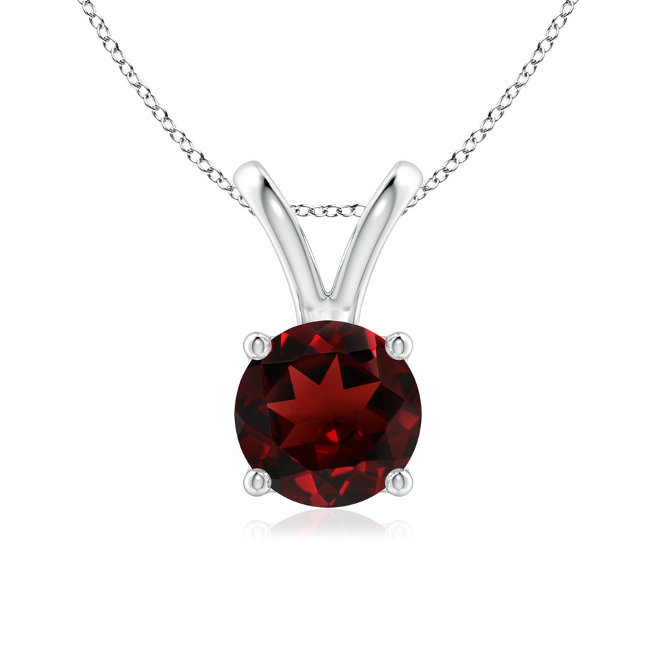 7mm AAA V-Bale Round Garnet Solitaire Pendant in S999 Silver 