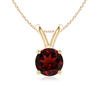 7mm AAA V-Bale Round Garnet Solitaire Pendant in Yellow Gold