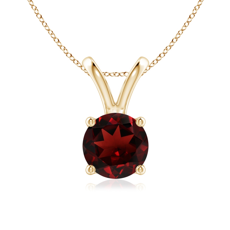 7mm AAA V-Bale Round Garnet Solitaire Pendant in Yellow Gold 