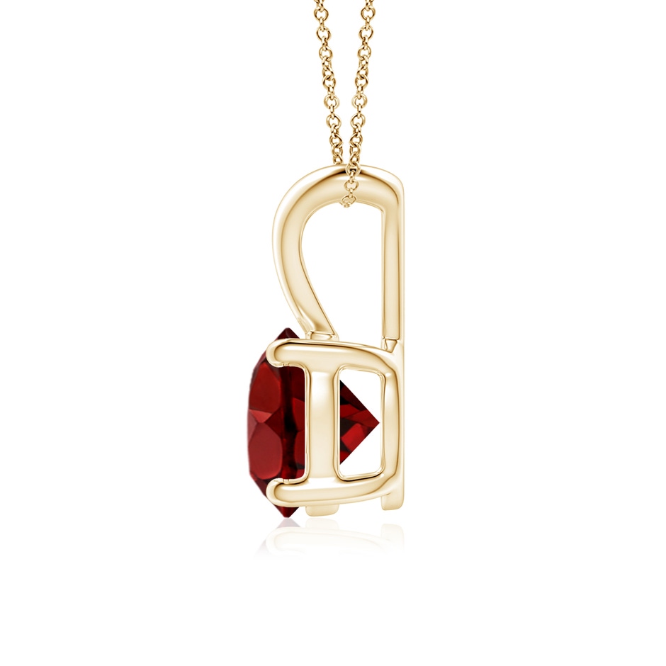 7mm AAAA V-Bale Round Garnet Solitaire Pendant in 18K Yellow Gold side 199