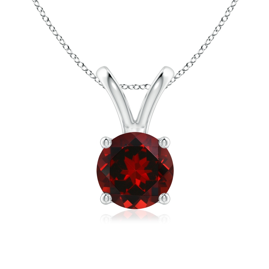 7mm AAAA V-Bale Round Garnet Solitaire Pendant in S999 Silver 