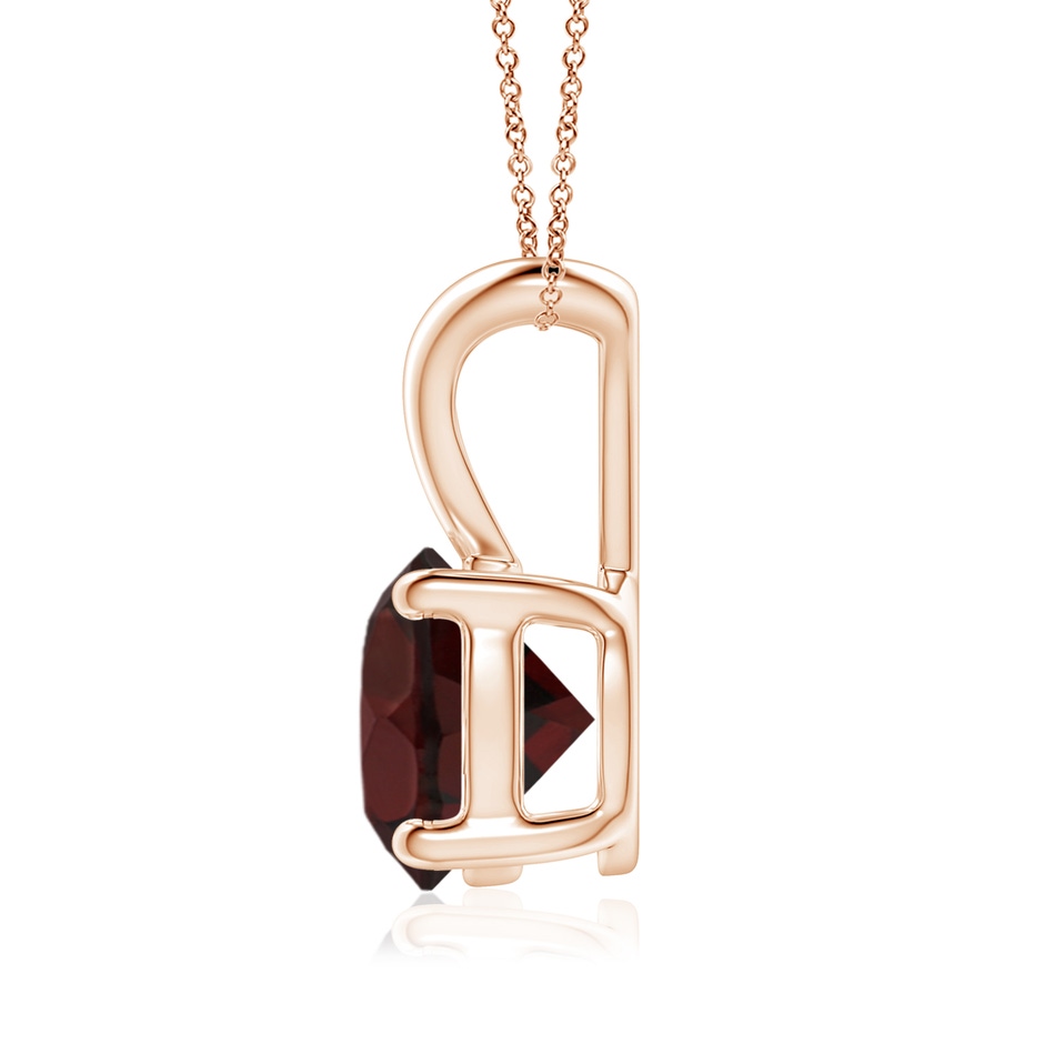 8mm A V-Bale Round Garnet Solitaire Pendant in 18K Rose Gold side 199
