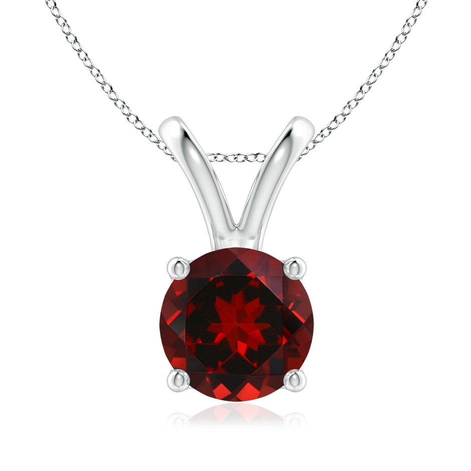 8mm AAAA V-Bale Round Garnet Solitaire Pendant in P950 Platinum 