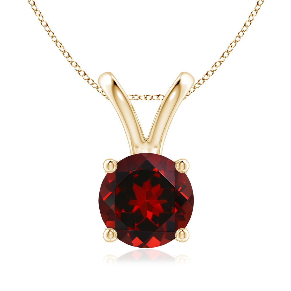 8mm AAAA V-Bale Round Garnet Solitaire Pendant in Yellow Gold 