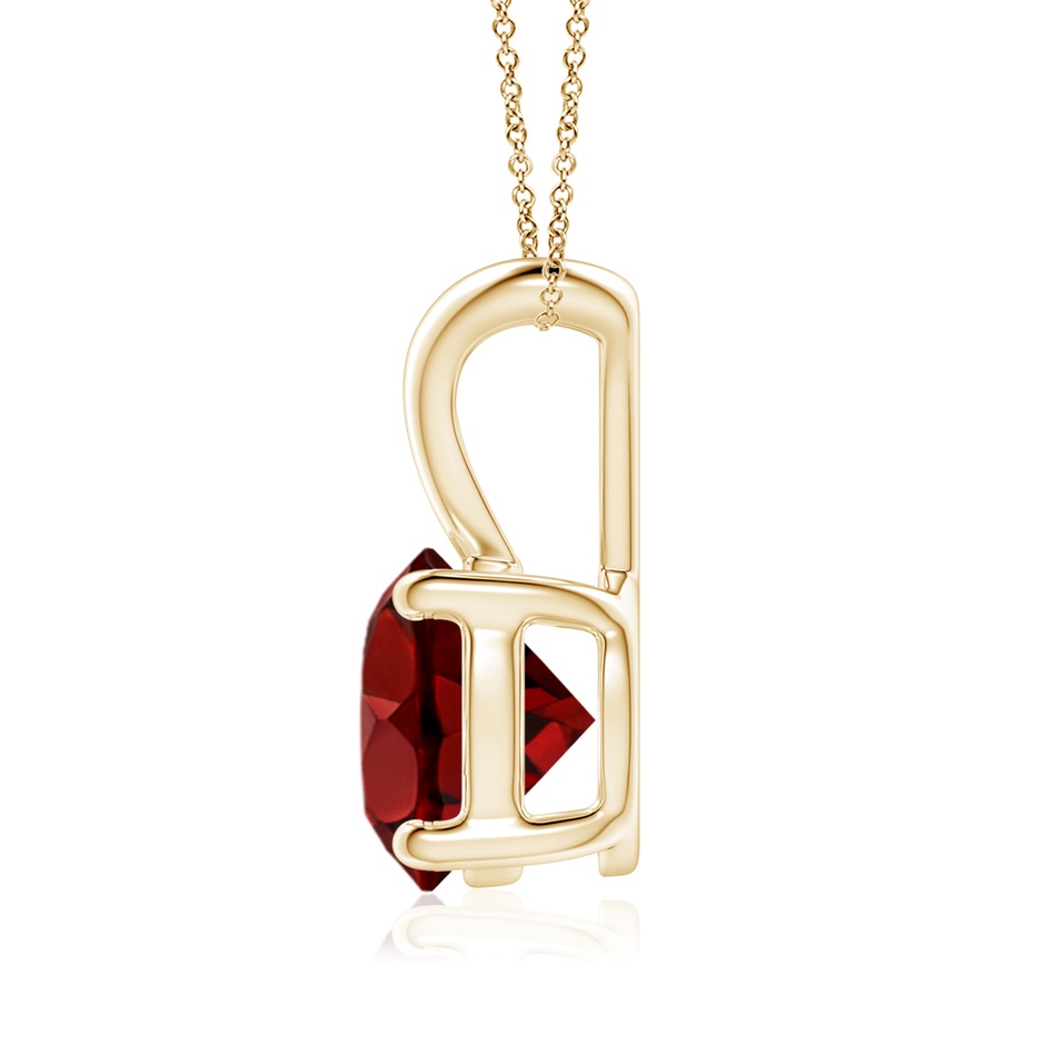 8mm AAAA V-Bale Round Garnet Solitaire Pendant in Yellow Gold side 199