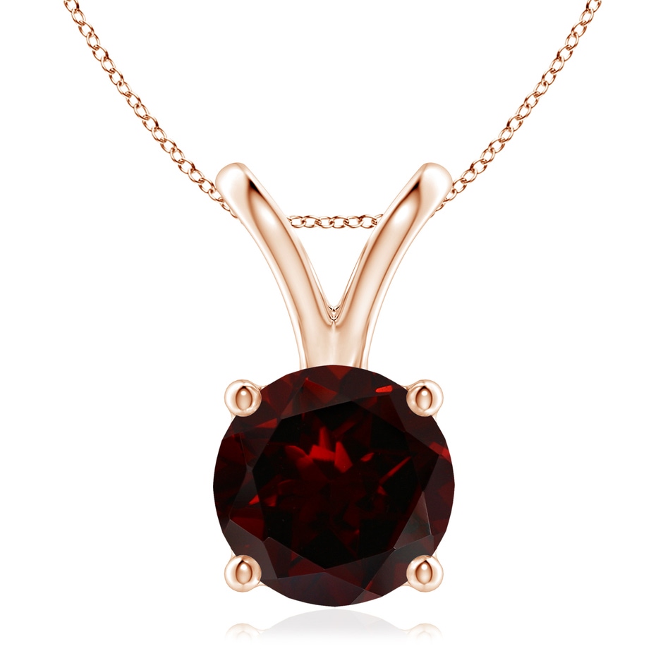 9mm A V-Bale Round Garnet Solitaire Pendant in 18K Rose Gold 