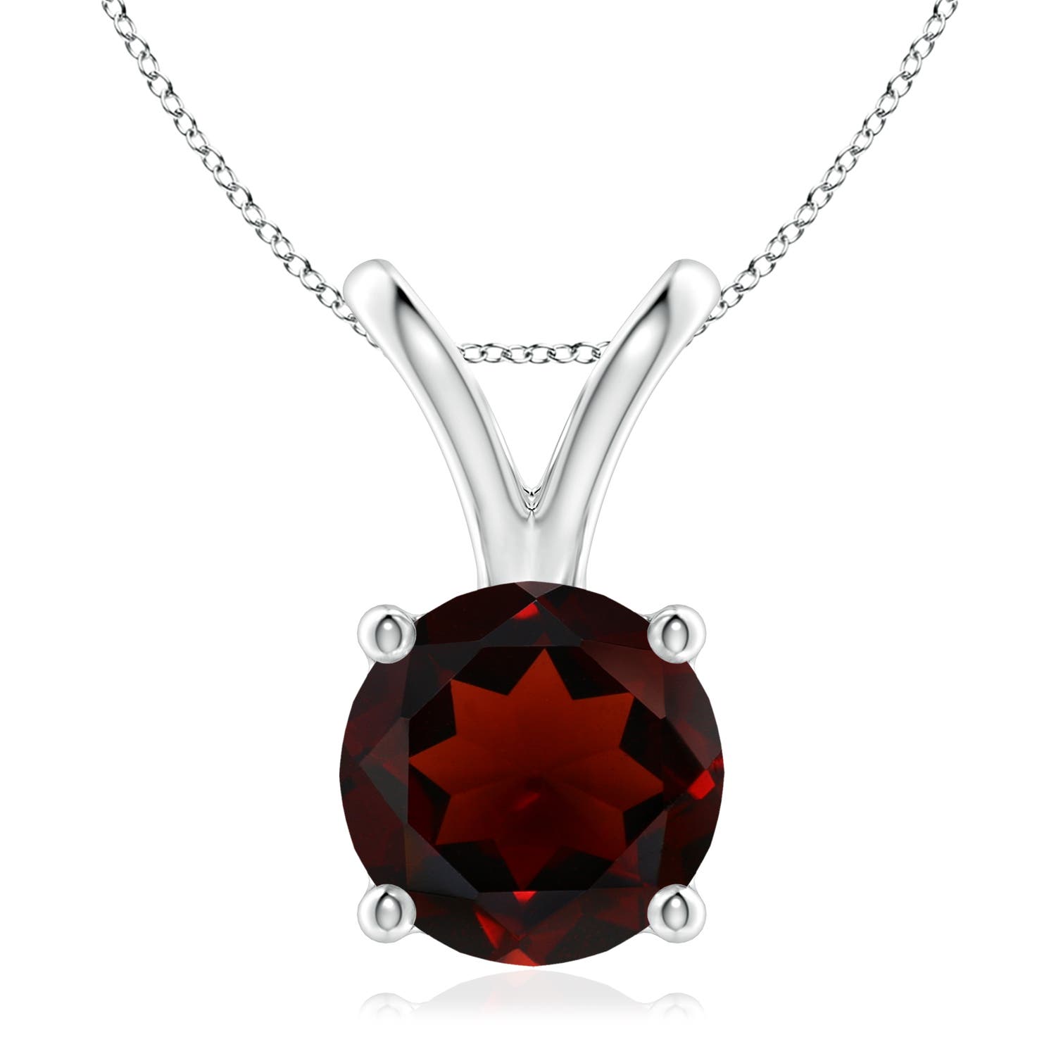 9mm AA V-Bale Round Garnet Solitaire Pendant in P950 Platinum