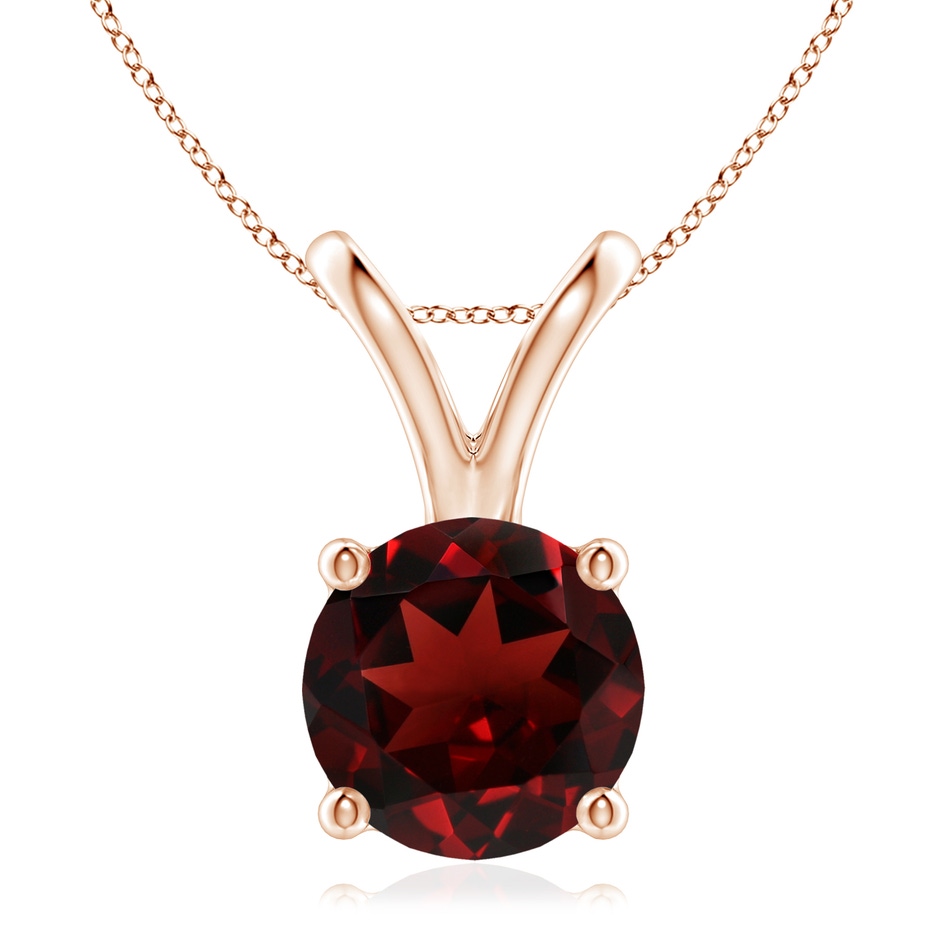 9mm AAA V-Bale Round Garnet Solitaire Pendant in 18K Rose Gold 
