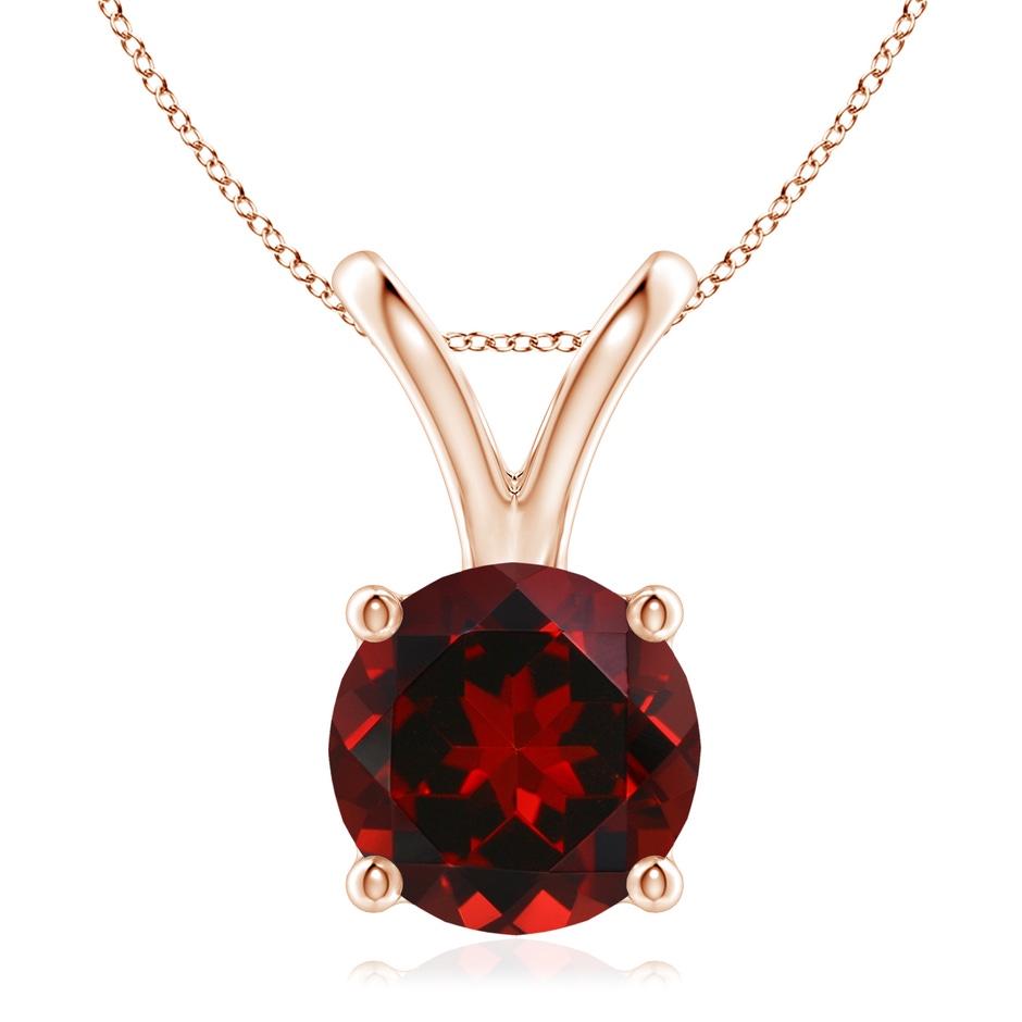 9mm AAAA V-Bale Round Garnet Solitaire Pendant in 18K Rose Gold 