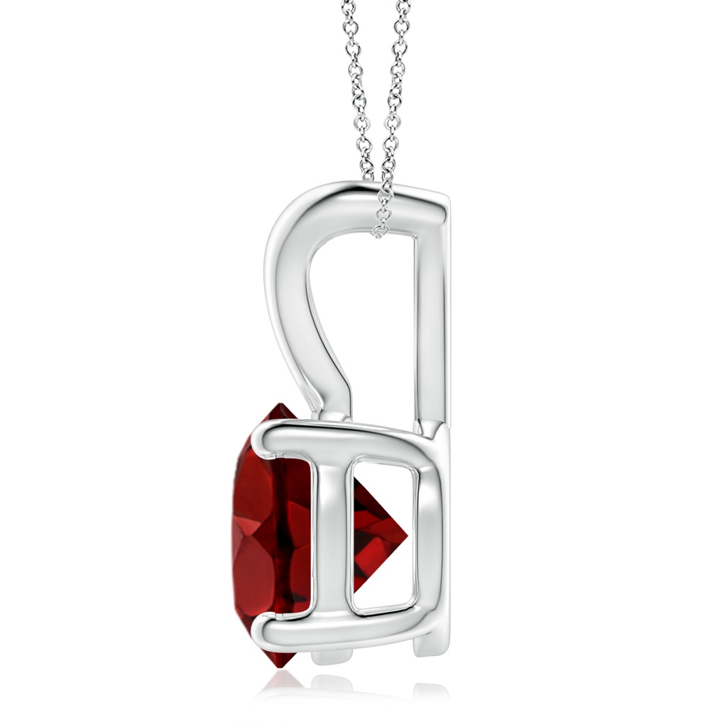 9mm AAAA V-Bale Round Garnet Solitaire Pendant in White Gold Side 1