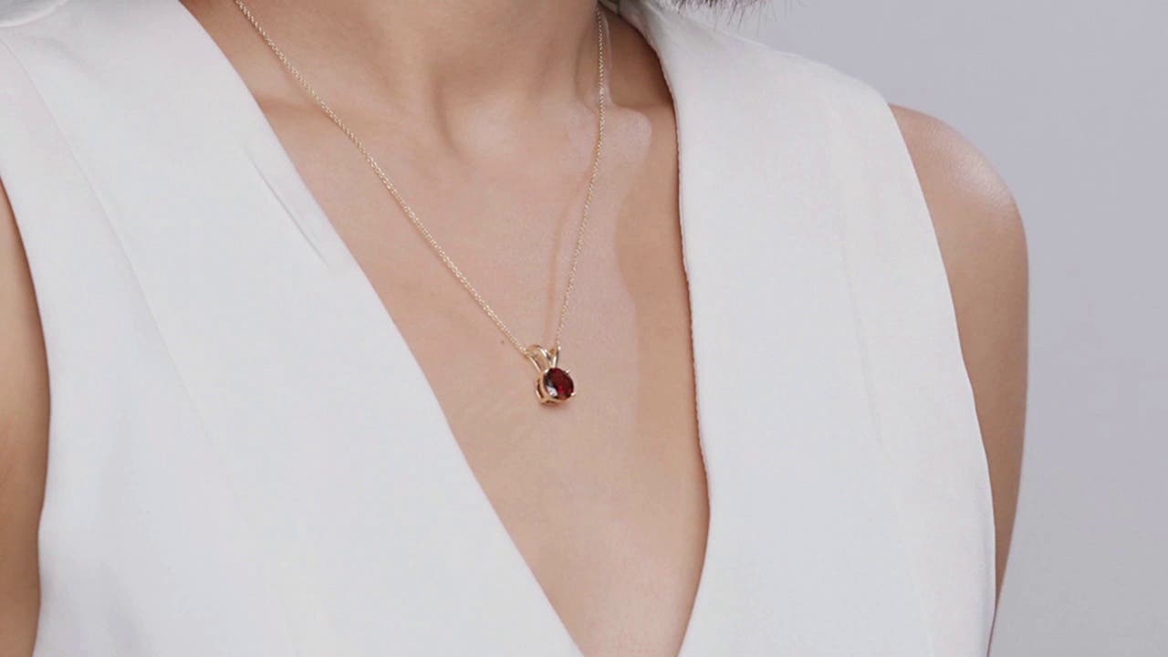 5 MM Gold Plated deals Garnet Cushion Cut Shape Halo Knot Pendant Necklace with 18 Inch 925 Sterling Silver Chain | Gift For Her | Gems Barn