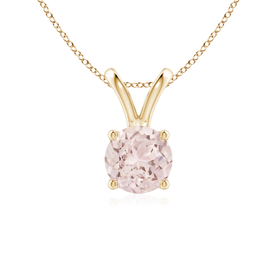 6mm A V-Bale Round Morganite Solitaire Pendant in Yellow Gold 