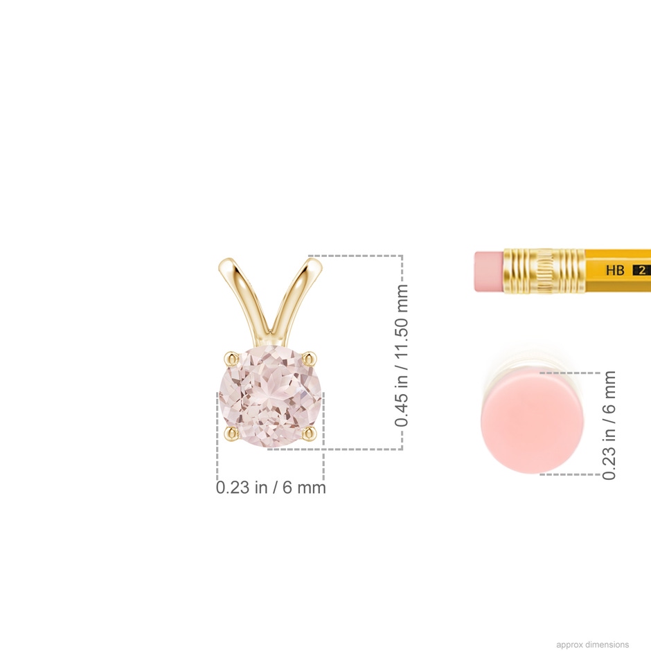 6mm A V-Bale Round Morganite Solitaire Pendant in Yellow Gold ruler