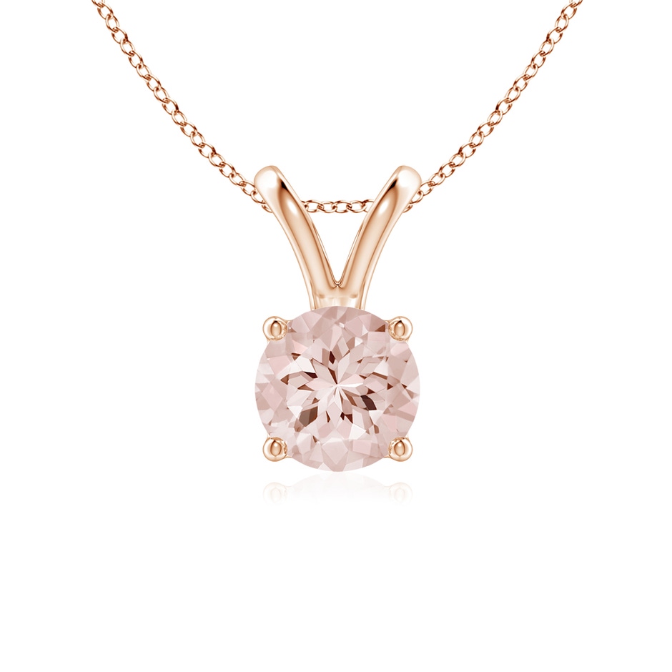 6mm AA V-Bale Round Morganite Solitaire Pendant in Rose Gold 