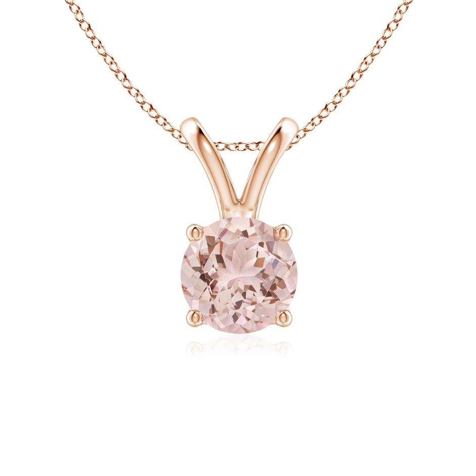 6mm AAA V-Bale Round Morganite Solitaire Pendant in Rose Gold 