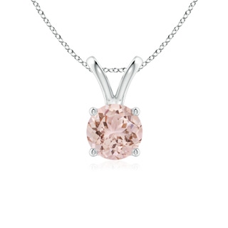 6mm AAA V-Bale Round Morganite Solitaire Pendant in White Gold