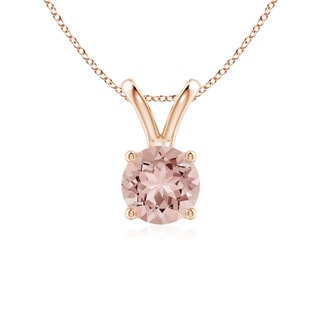 6mm AAAA V-Bale Round Morganite Solitaire Pendant in Rose Gold